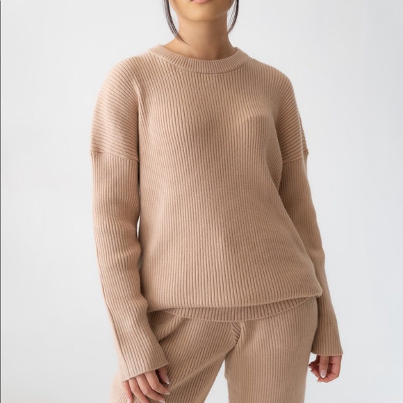 Ribbed Loungewear Set in Tan - Picture 4 of 6